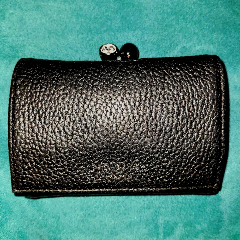 Ted Baker black leather trifold wallet